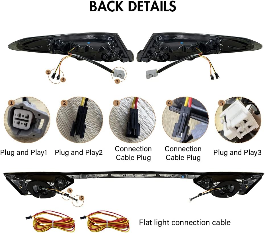 T T-ABC New Taillights Compatible with 2018-2026 Toyota Camry Tail Light SE LE TRD XSE XLE Nightshade Hybrid Rear Lights Assembly 8th 9th Gen Accessories Custom Back Replacement (ST 18-24 G30 Style)