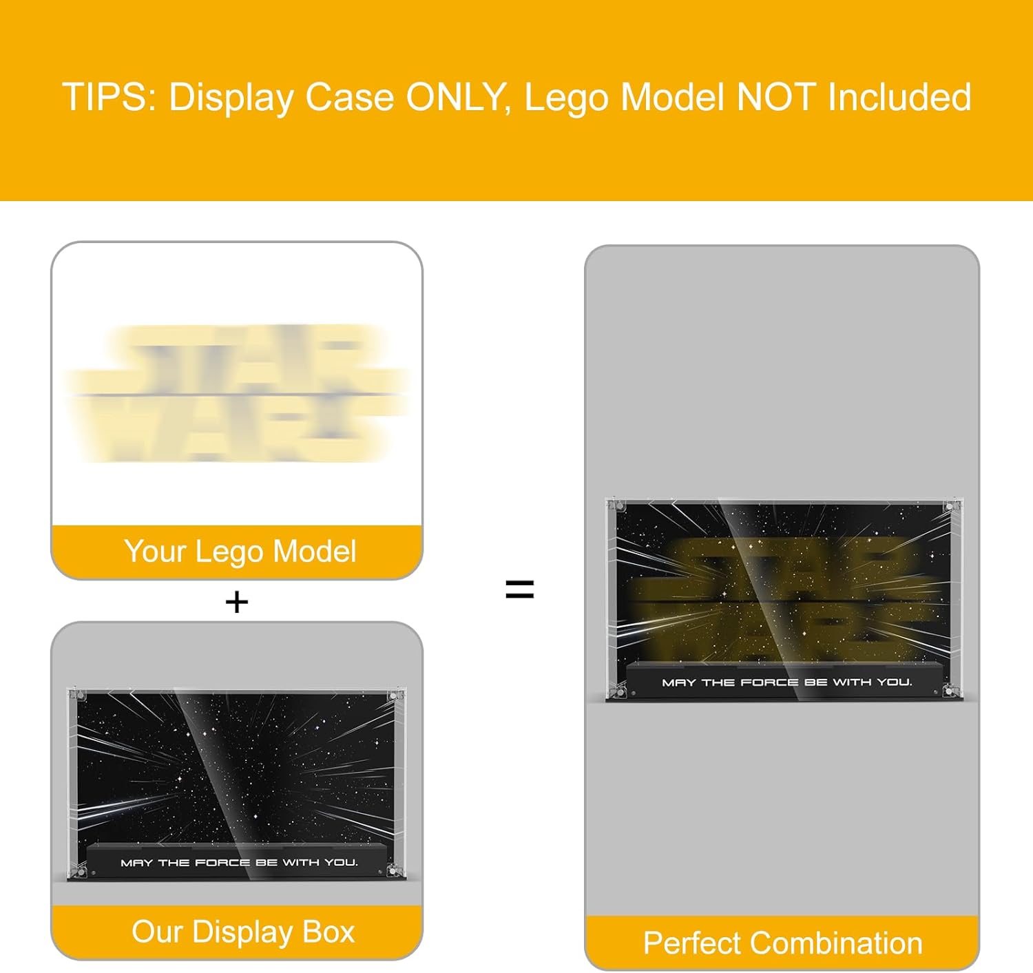 Acrylic Display Case for Lego Brick-Built Star Wars Logo (ONLY Box, NOT Model) Clear Dustproof Display Box Compatible with Lego 75407 Model Kit