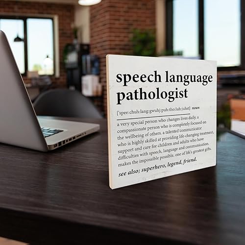 Miniatura 7 de Regalos de patólogo del habla y lenguaje, regalo de terapeuta del habla, lenguaje patólogo, definición de madera, placa, recuerdo, hogar, oficina,