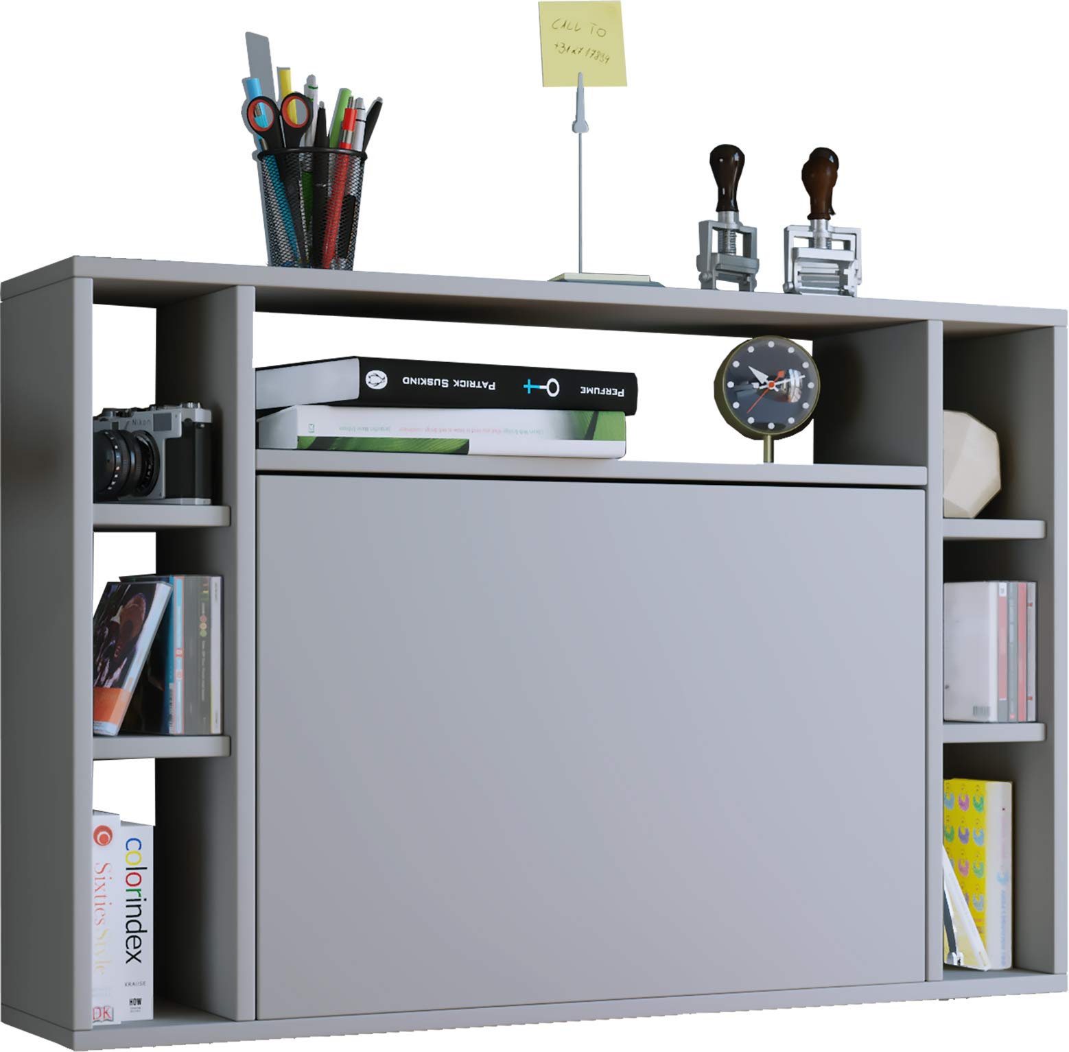 VCM Computertisch hängend | Klapptisch | Wandschreibtisch | Maße ca. H. 60 x B. 90 x T. 20 cm | Schreibtisch - Wandila Grau