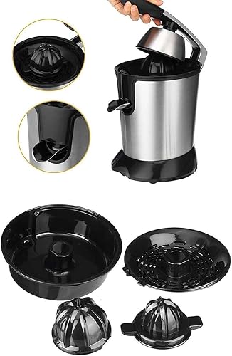 Miniatura 8 de Exprimidor eléctrico de cítricos, máquina exprimidora de naranjas con alto rendimiento de jugo Exprimidor de pomelo de lima manos libres de acero