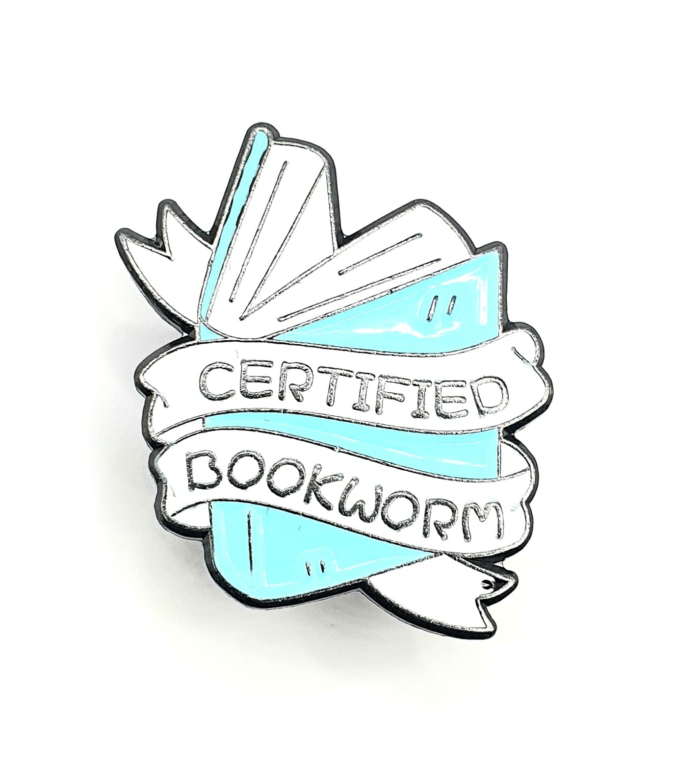 Certified Bookworm Cute Introvert Blue Book Metal Enamel Pin Badge