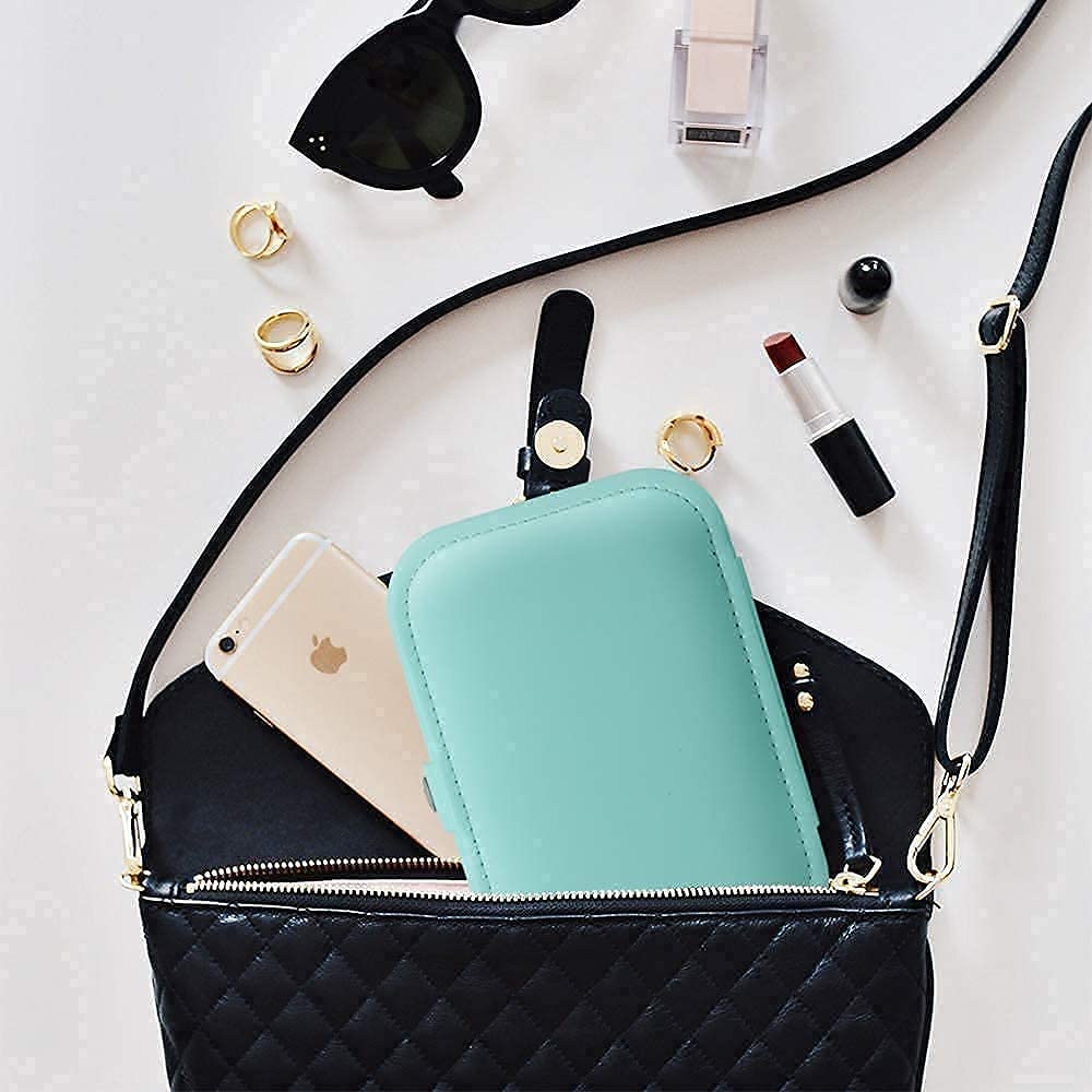 CFWSHJ Pudełko na biżuterię Małe podróżne przechowywanie biżuterii na pierścionki, kolczyki, naszyjniki, bransoletki, pudełko na biżuterię dla dziewcząt i kobiet (zielone)