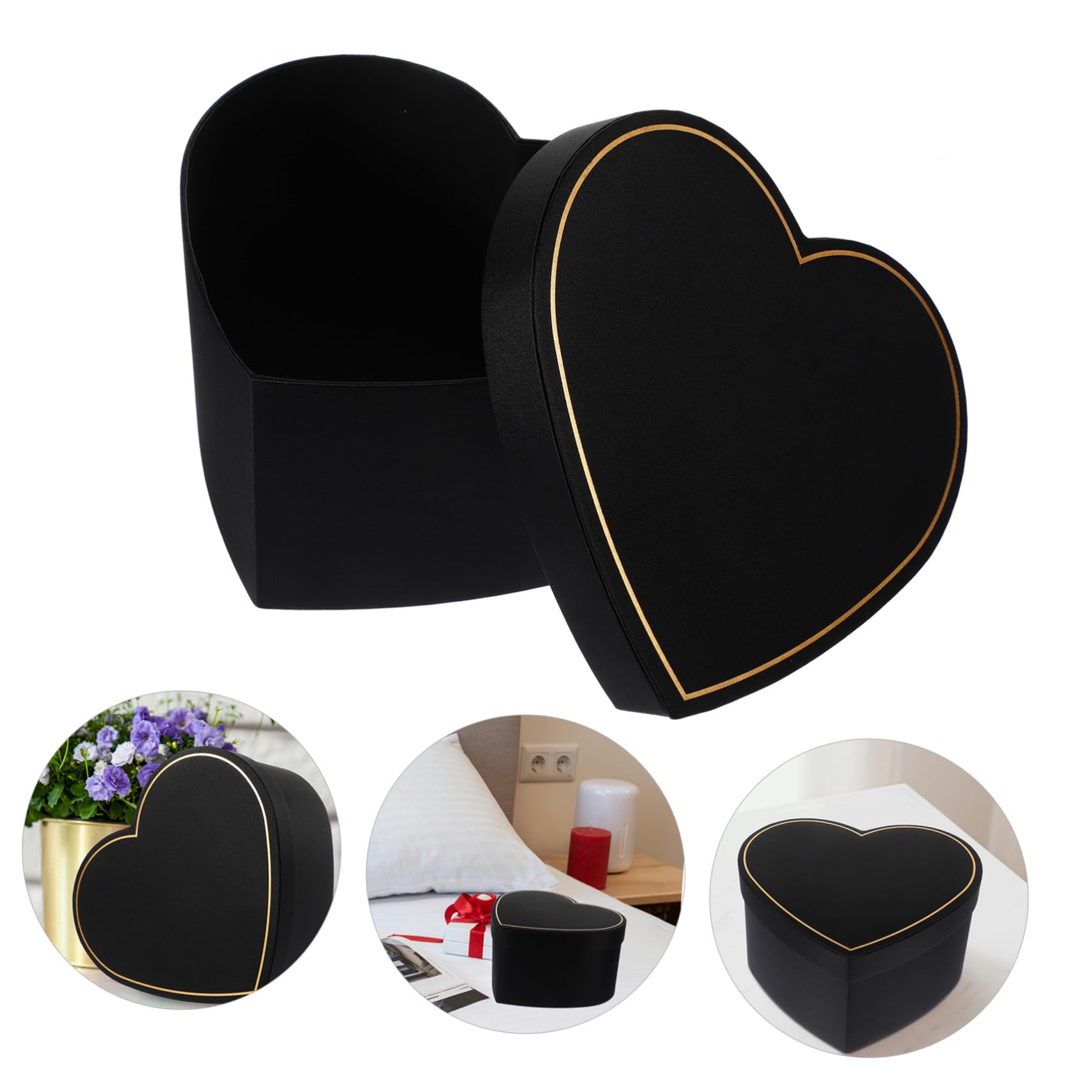 OATIPHO Geschenkbox Herzform Stoff mit Deckel Herzförmige Schwarzem Abschlussfeier Große als Stilvolle Geschenkverpackung für Restaurant und Dessert Shop