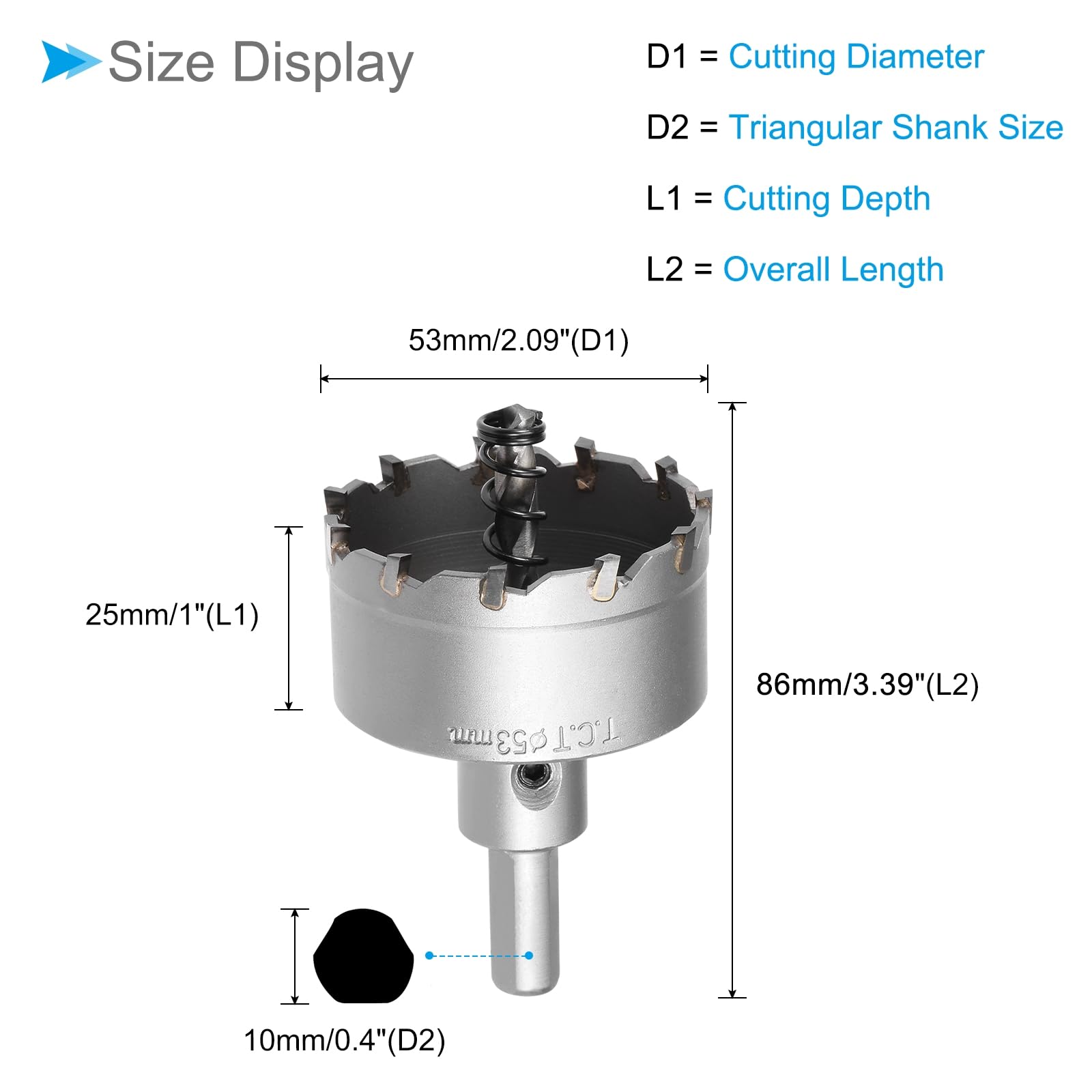 CoCud Carbide Hole Saw, 2.1 Inch/53mm Diameter, Metal Steel Hole Cutters Drill Bits - (Applications: for Metal Wood), 1-Pieces - Image 2