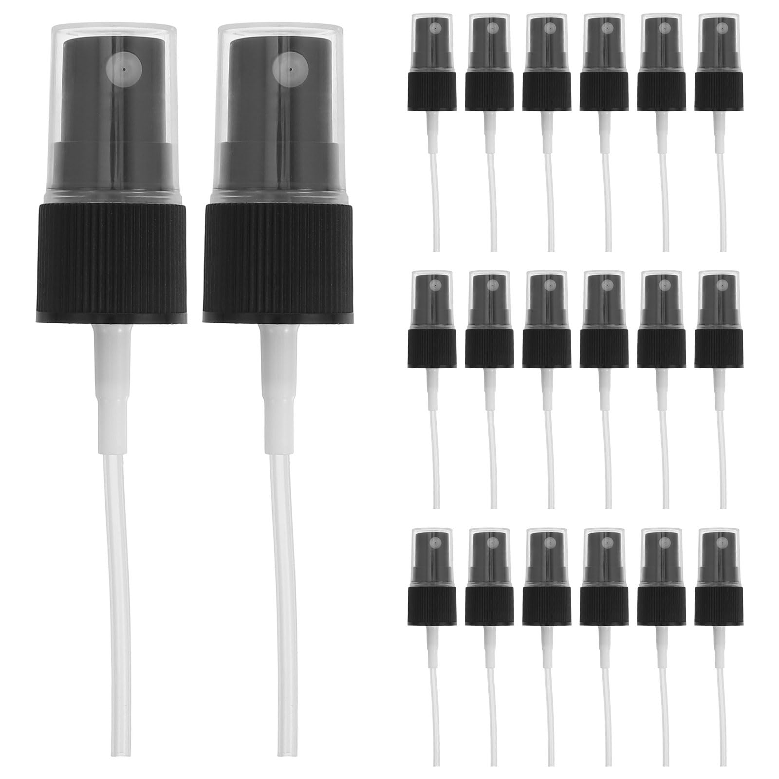 Pulverizador Atomizador para Perfume 18mm Plástico Negro 20 Piezas | Boquillas de Repuesto para Spray, Uso en Body Spray y Recarga, Formato Ligero y Portátil