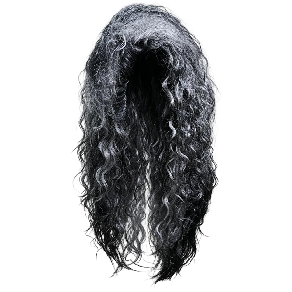 Long Grey Curly Costume Wig, Old‑lady Witch Hairpiece, Cosplay Accessory for Women Halloween Party Dressing