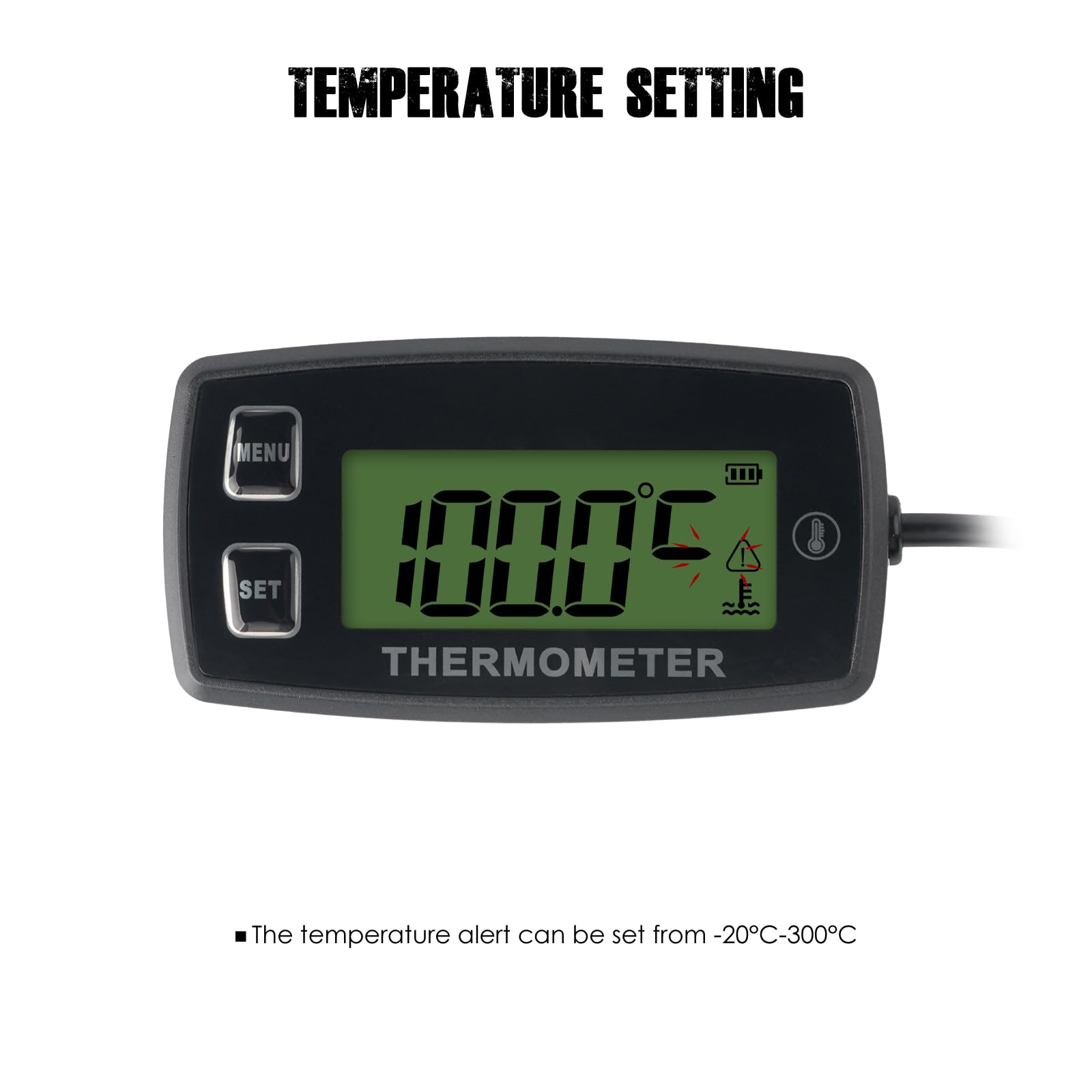 Digitales Motortemperaturthermometer Induktionsthermometer Kleiner Motor Multifunktions-Außenthermometer Wasserdichtes Thermometer, das für Boots-LKW-Motorradmotor geeignet ist