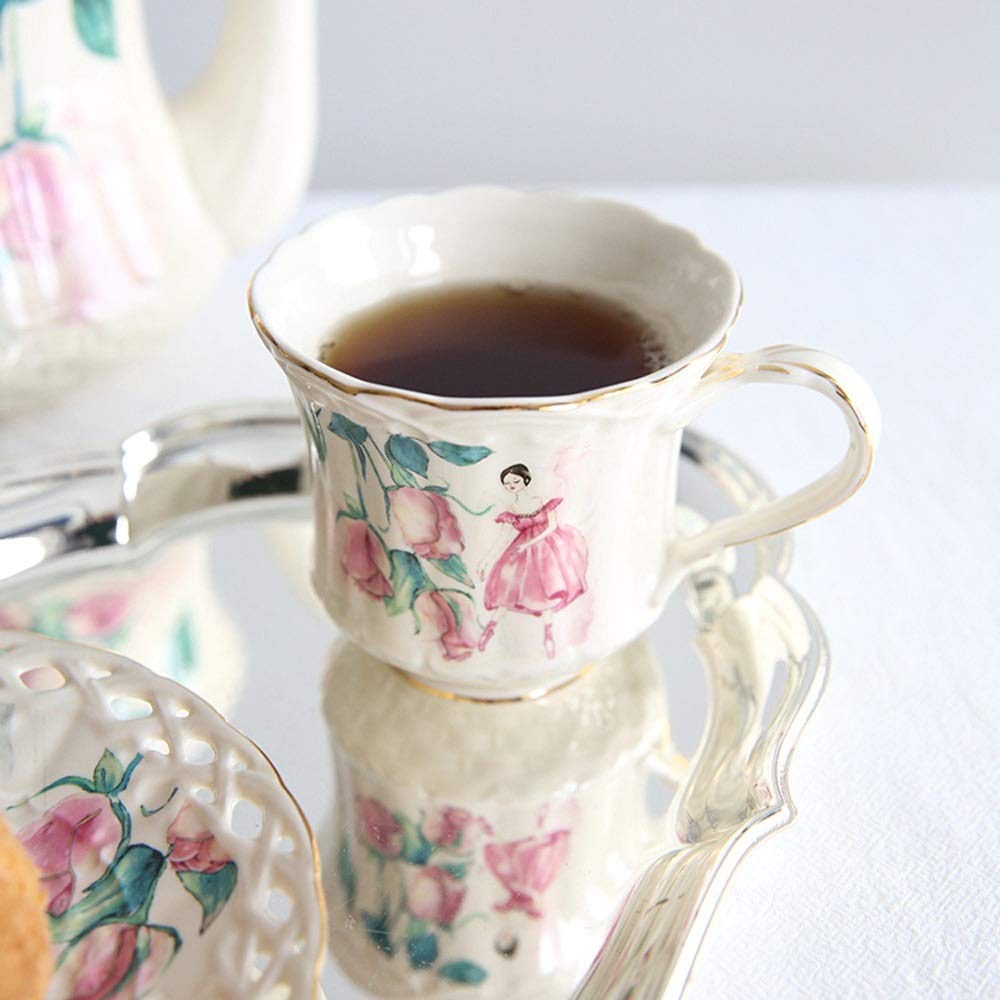 Ceramiczny zestaw filiżanek i spodków do kawy wielokrotnego użytku o pojemności 200 ml, 6,76 uncji Śliczne popołudniowe filiżanki do espresso Kubki na mleko Kubki na koktajle z uchwytem Napoje
