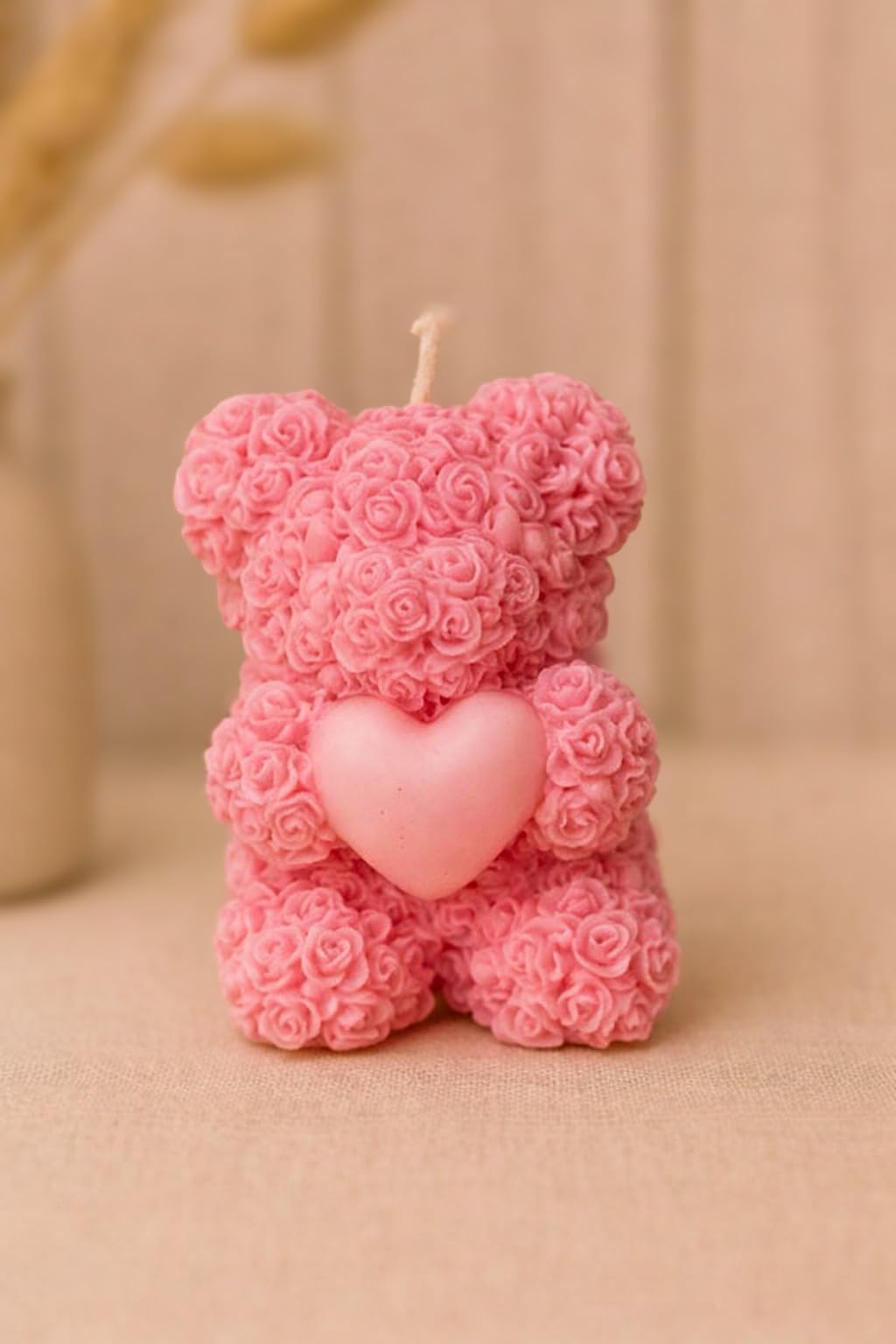 Sheren Rose Teddy Bear Candle | Handmade Decorative Soy Wax Candle | Romantic Gift for Valentine's Day, Anniversary, Birthday, Home Décor | Pink-image-47