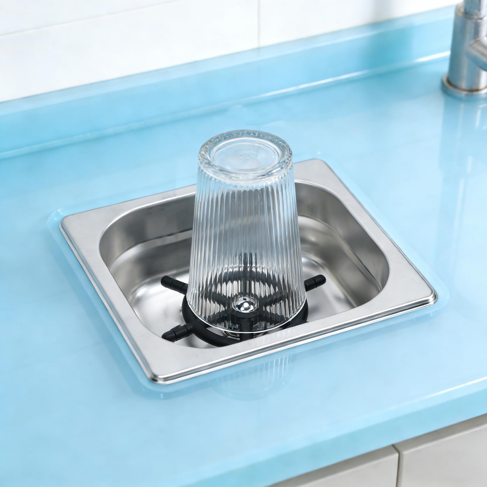 Cocoarm Glasspüler, Automatischer Tassenspüler aus Edelstahl, Effizienter Krugreiniger für Küche und Haushalt (Silver)