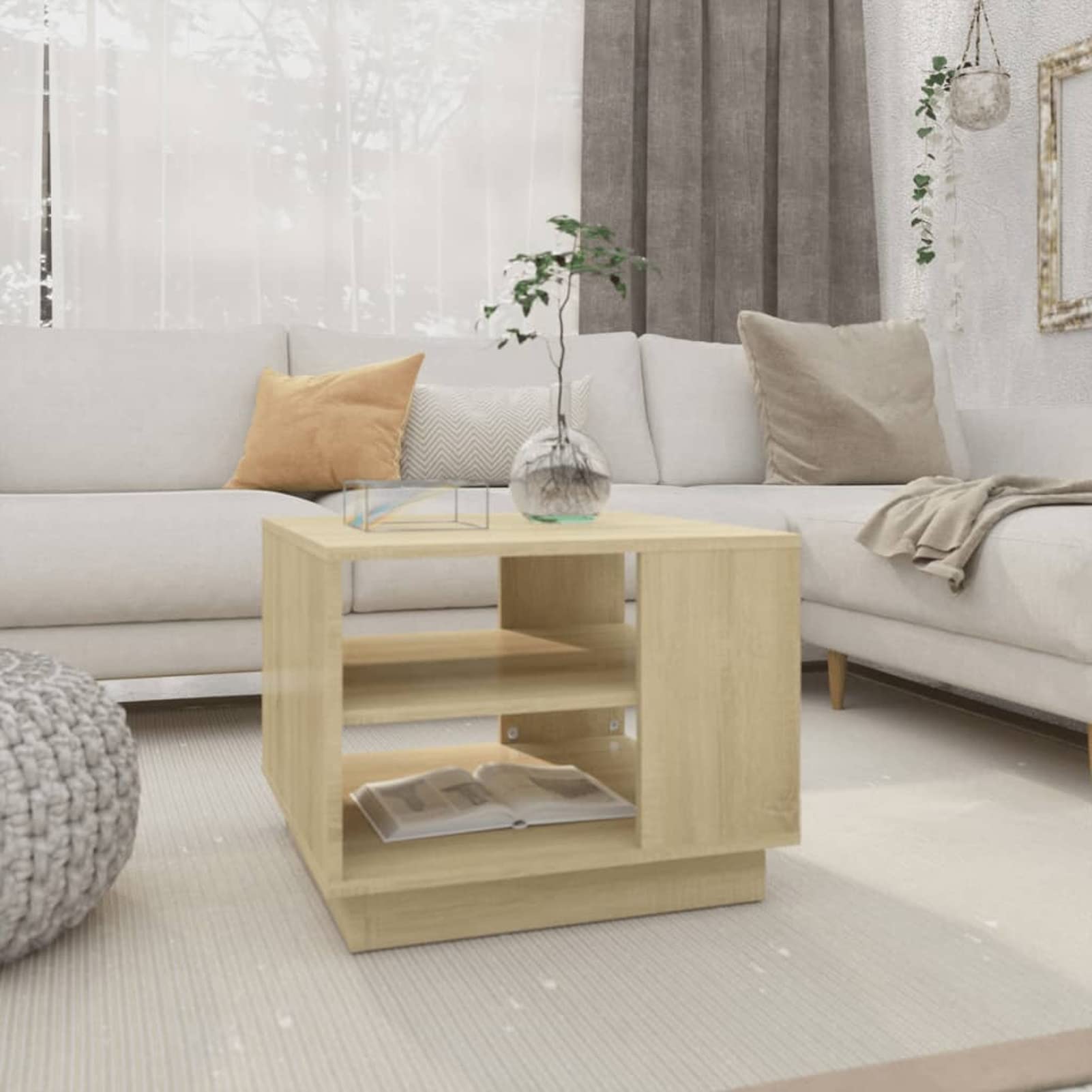 Quadratischer Couchtisch Sonoma-Eiche – Moderner Beistelltisch Aus Holzwerkstoff Für Wohnzimmer & Kleine Räume, 55x55x42 Cm
