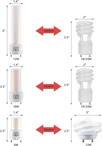 Miniatura 4 de Bombilla LED GU24 de 3000 K, blanco cálido, alto brillo, 1600 lúmenes, para ventilador de techo de baño, 18 W, 23 W, T2, lámpara CFL espiral de