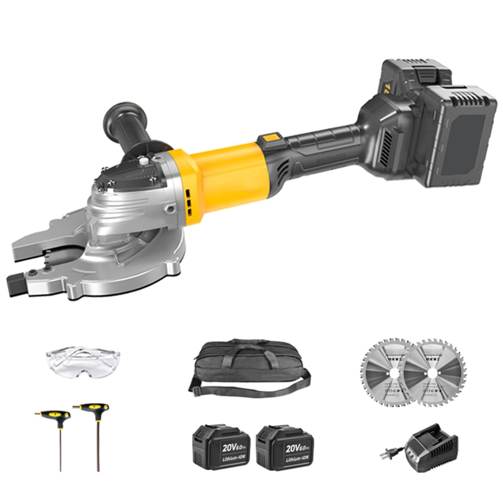 2000W Cesoia Elettrica Per Tondini D'acciaio, 2 Lame In Acciaio E 2 Batterie Da 6 Ah, Kit Portatile Per Cesoie Per Tondini D'acciaio, Diametro Di Taglio 1.18"/1.97", Per Tondini D'acciaio(4.3inSawblad