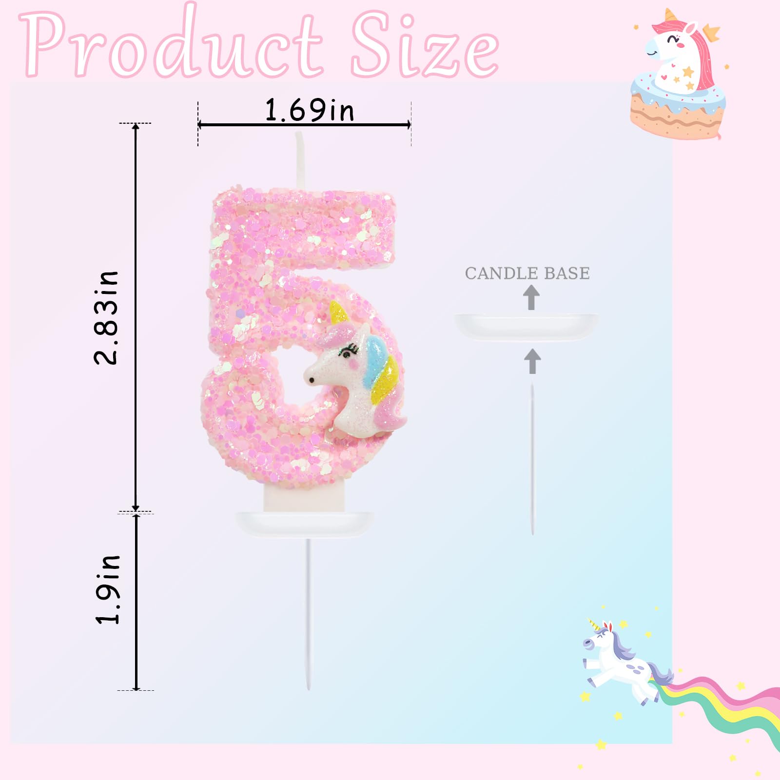 Candele di Compleanno Arcobaleno con Numero, Candele di Compleanno a Forma Macaron Articoli per Feste a Tema Cartoni Animati Decorazioni per Torte Arcobaleno (Numero 5