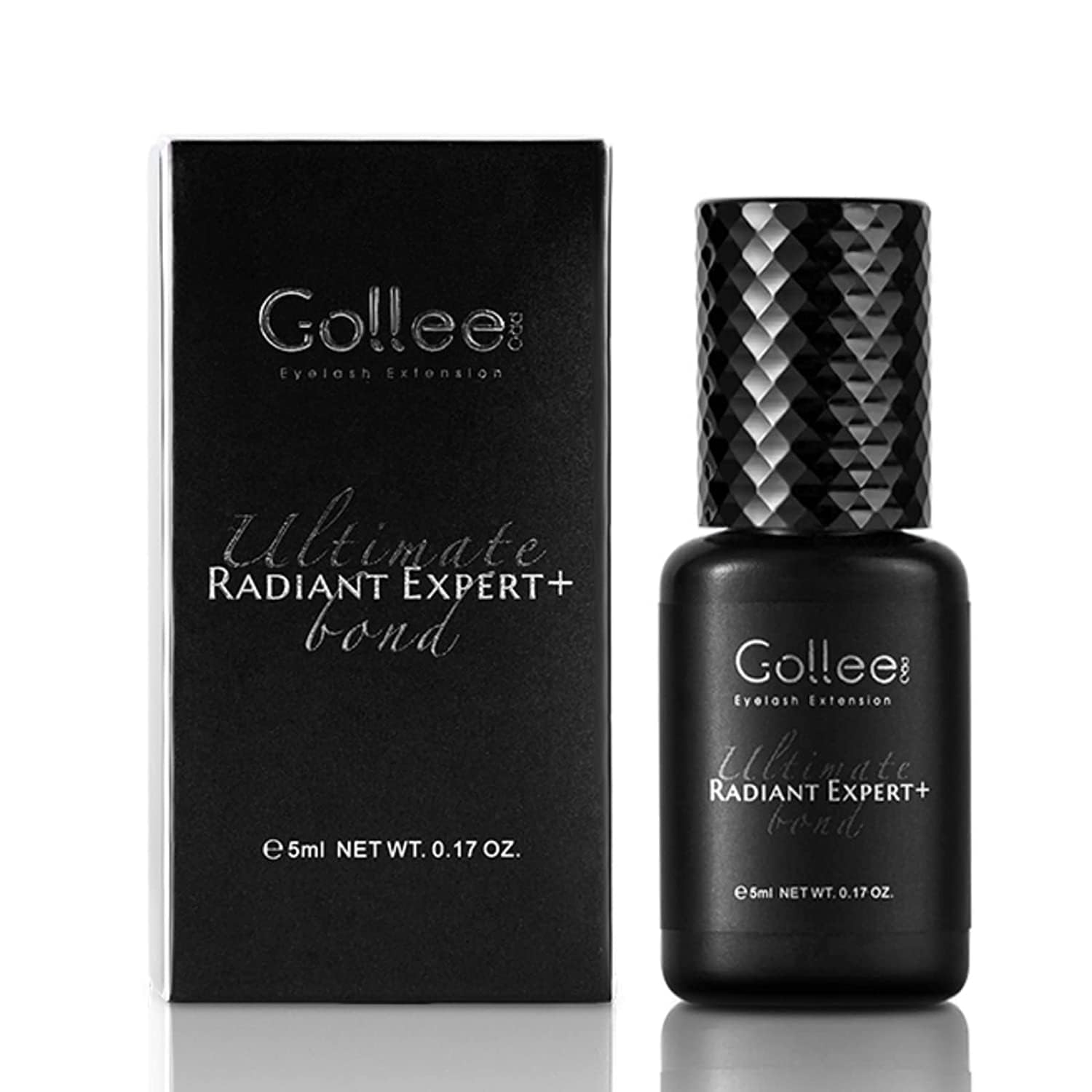 GOLLEE Pegamento Pestañas Postizas Pegamento Pestañas Pelo a Pelo Pegamento de Pestañas (0,7 fl.oz/5 ml) / Secado rápido 0.5 S/Resistente al Agua / 5-6 Semanas/Sólo Uso Salón Adhesivo Negro