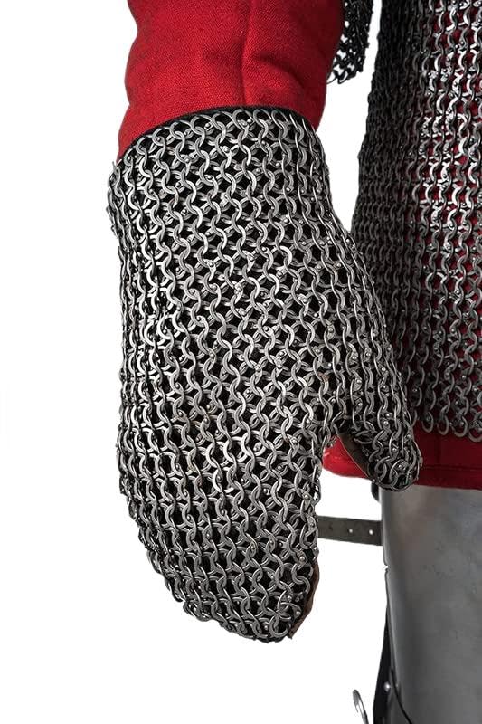 Medieval Armor Mitten Chain Mail Gloves 10 MM ID Flat Riveted with Washer