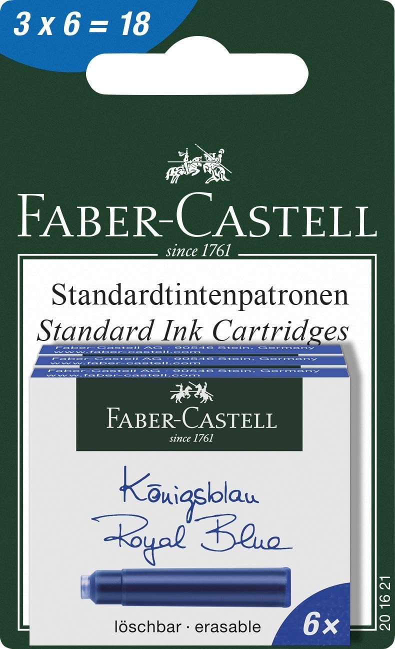 Faber-Castell 185506 - standardowe wkłady atramentowe (3 sztuki (błękit królewski), standard)
