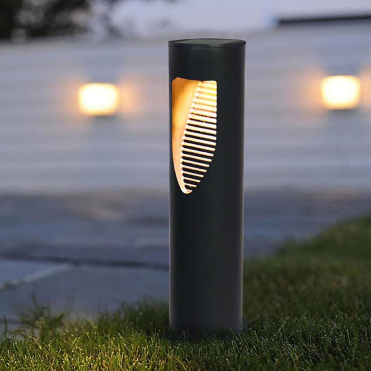 GALPADA Lámpara de Estaca LED Solar Luz Solar para Césped para Césped 2 Piezas Negro, Abs y Acero Inoxidable, Iluminación Automática, sin Cableado, para Patios y Parques