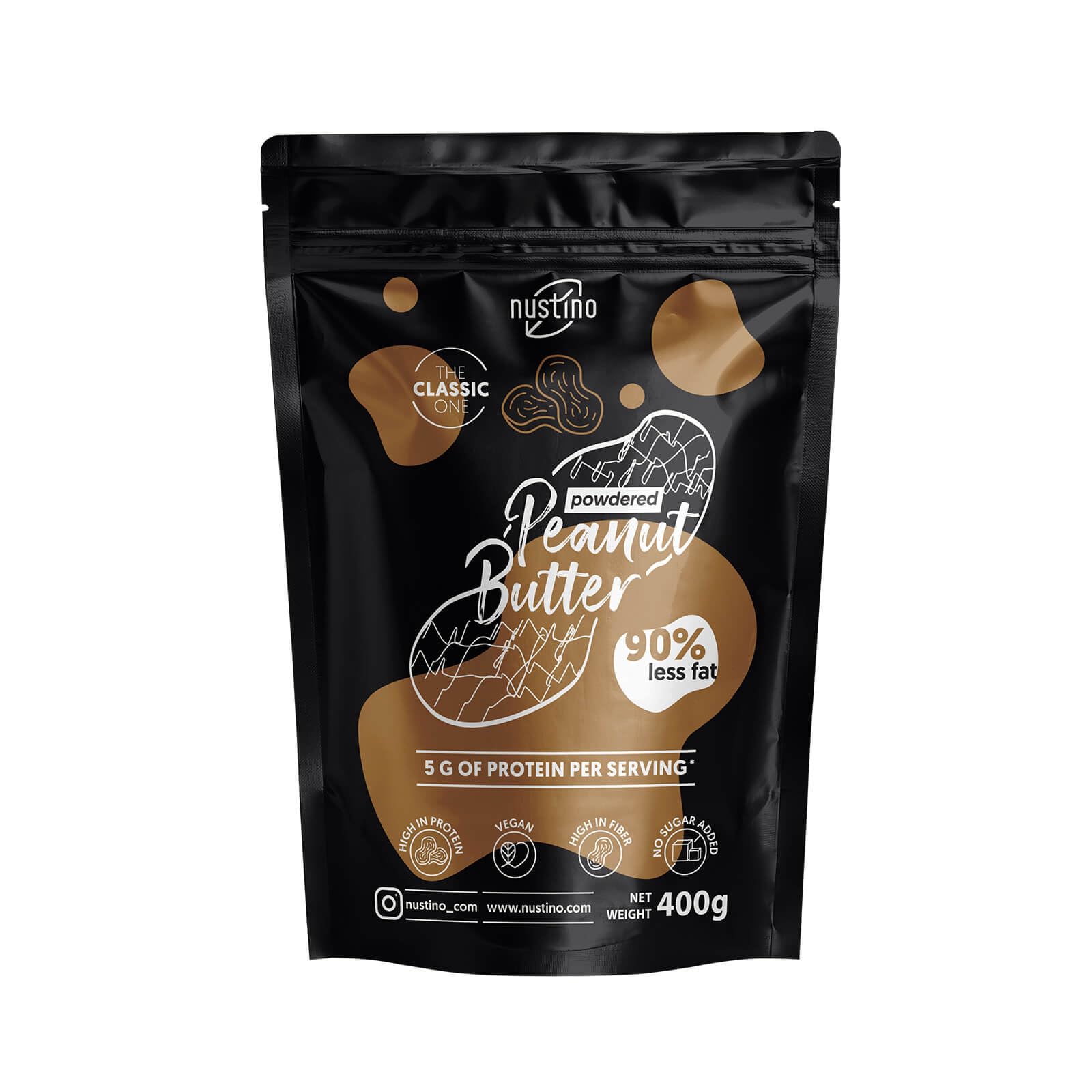 Nustino Burro di Arachidi in Polvere Classic 400g - Sgrassato e a Basso Contenuto Calorico, Con Sale, Niente zucchero, Snack Proteico e Gustoso