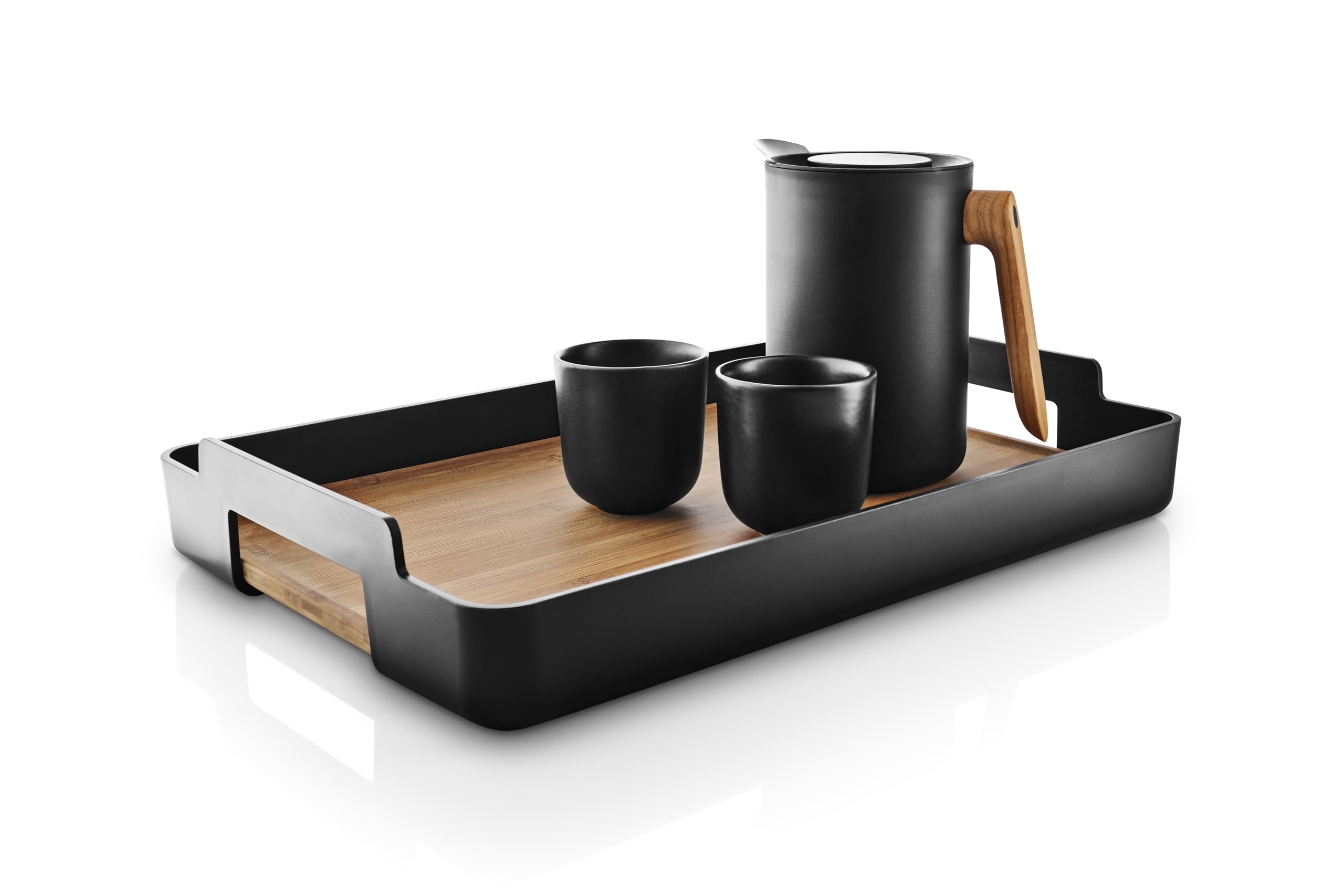 Eva Solo Bandeja rectangular Nordic Kitchen | Elegante y práctica bandeja con asas | Bambú carbonizado FSC | Negro