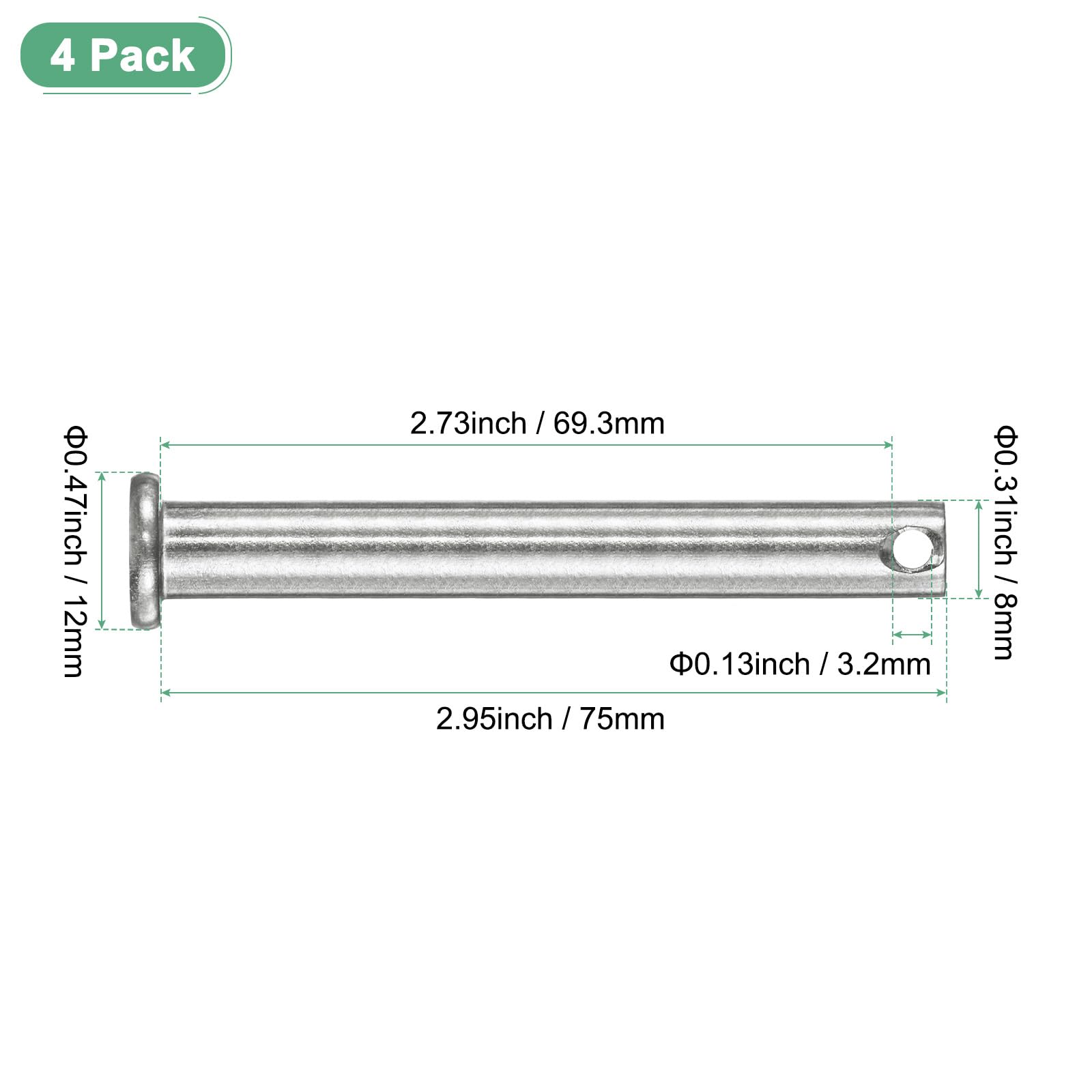 M METERXITY 4-Pack Single Hole Clevis Pins - Image 3