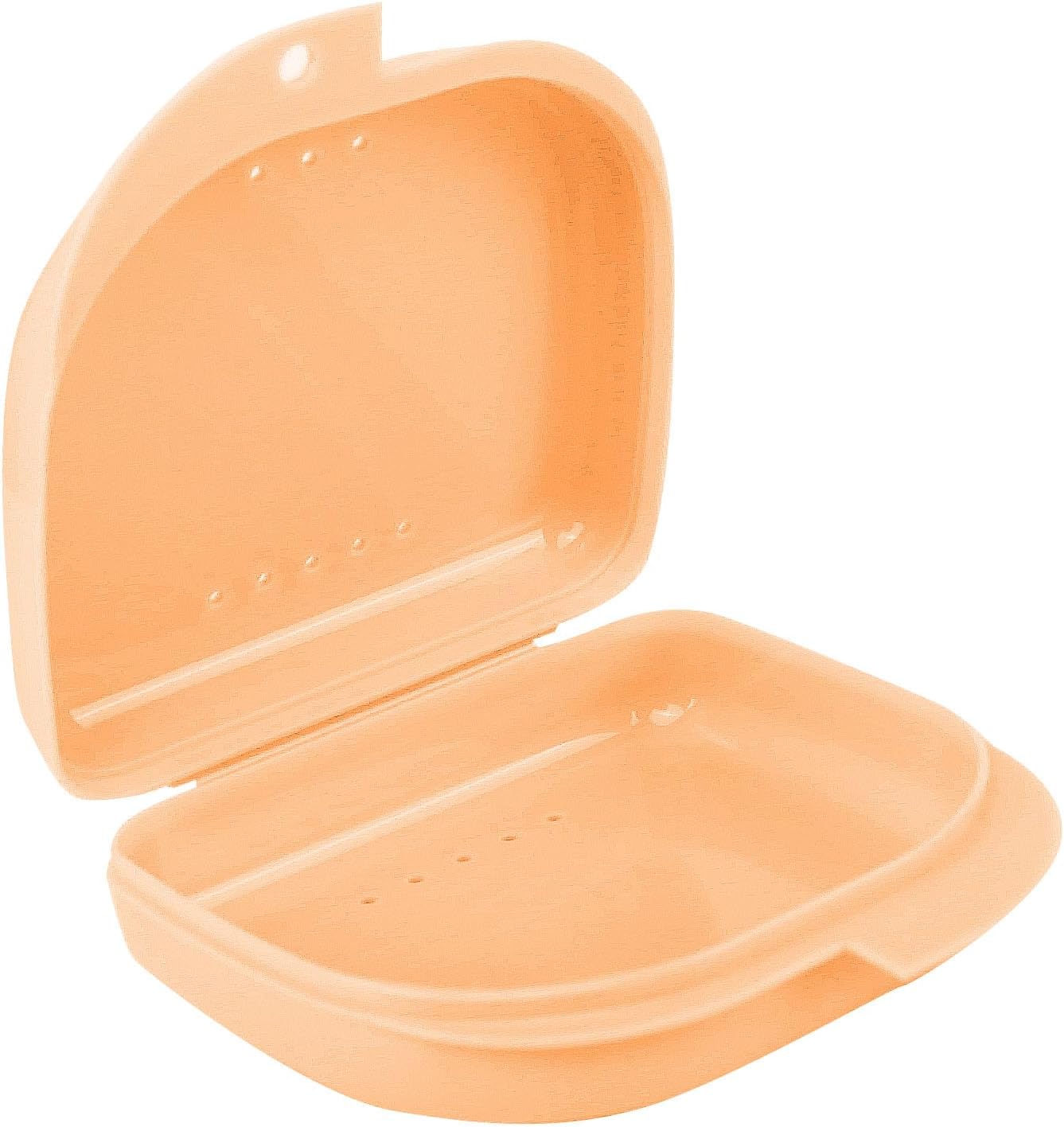 - LA MIERE Retainer Case with Vent Holes - Orthodontic container for holding retainers, aligner, night-guard/mouth-guard. Small and Durable retainer case, Peach