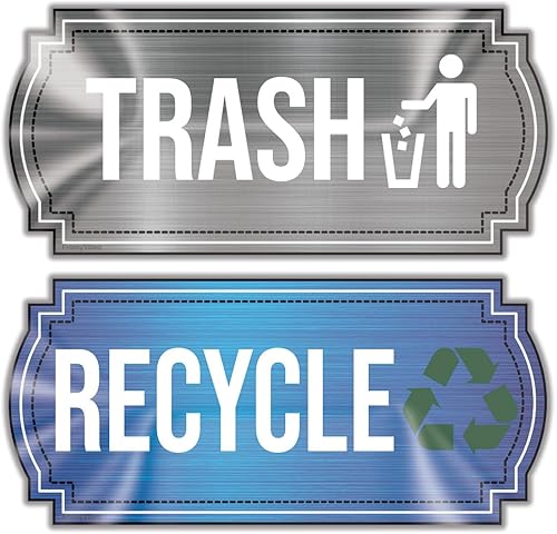 Miniatura 9 de Calcomanías de reciclaje y basura para botes de basura de cocina y contenedores de reciclaje, combo de calcomanías de basura y reciclaje para