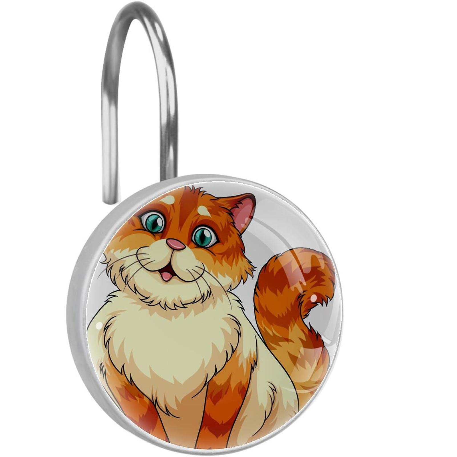 Crochets de rideau de douche anti rouille en acier inoxydable chat
