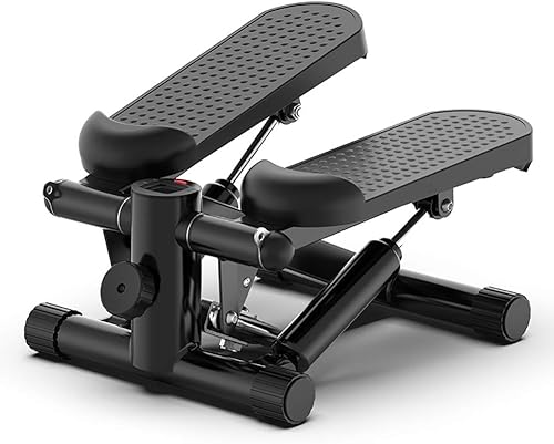 Mini ejercicio de fitness paso paso paso paso aeróbico giratorio ajustable resistente para quemar calorías, con monitor LCD, negro
