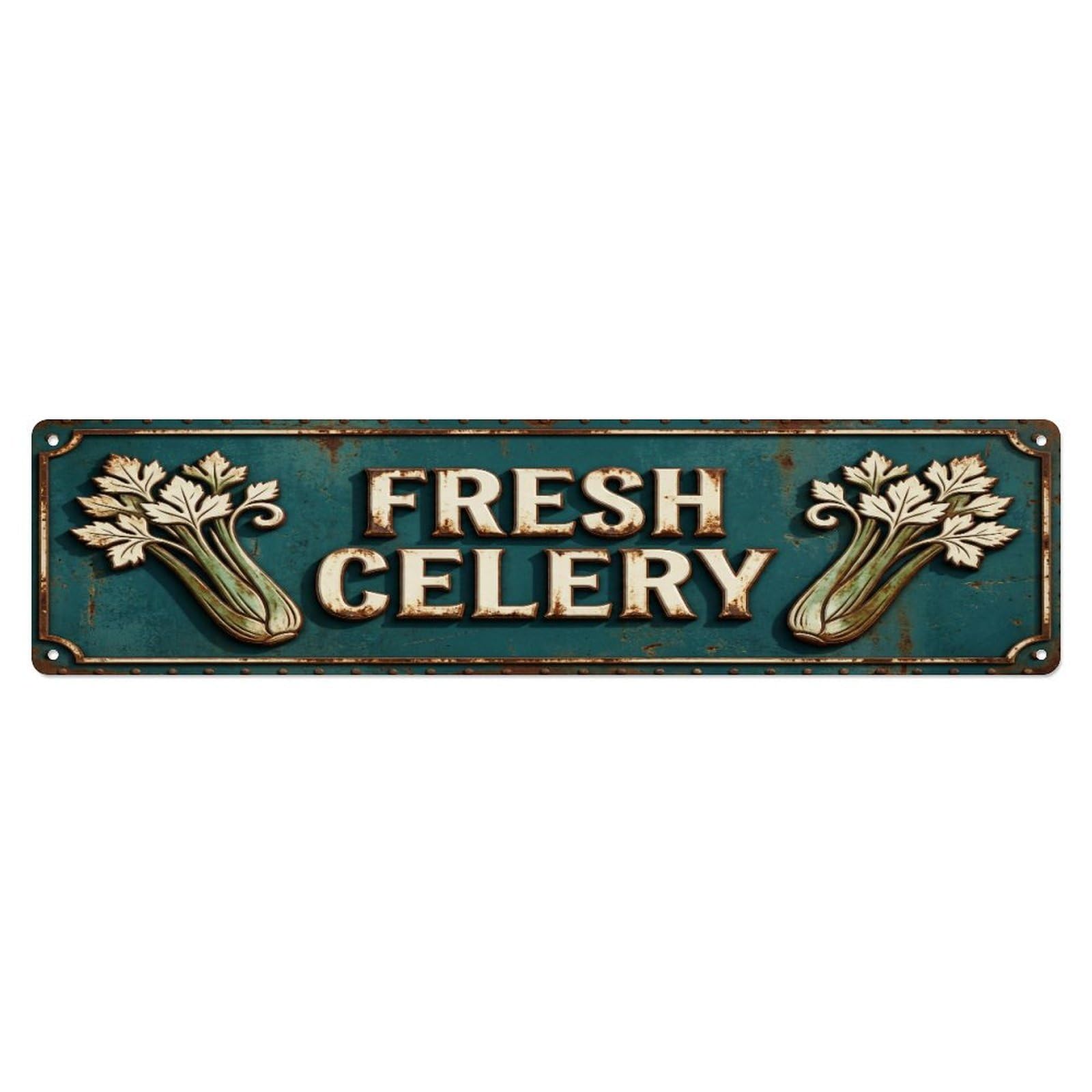 Metal Tin Sign FRESH CELERY Vintage Vegetable Rustic Farmhouse