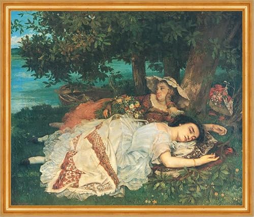 Biller Antik Chica en la orilla del Sena Gustave Courbet sensual lascivo descansando LW H A1 0492