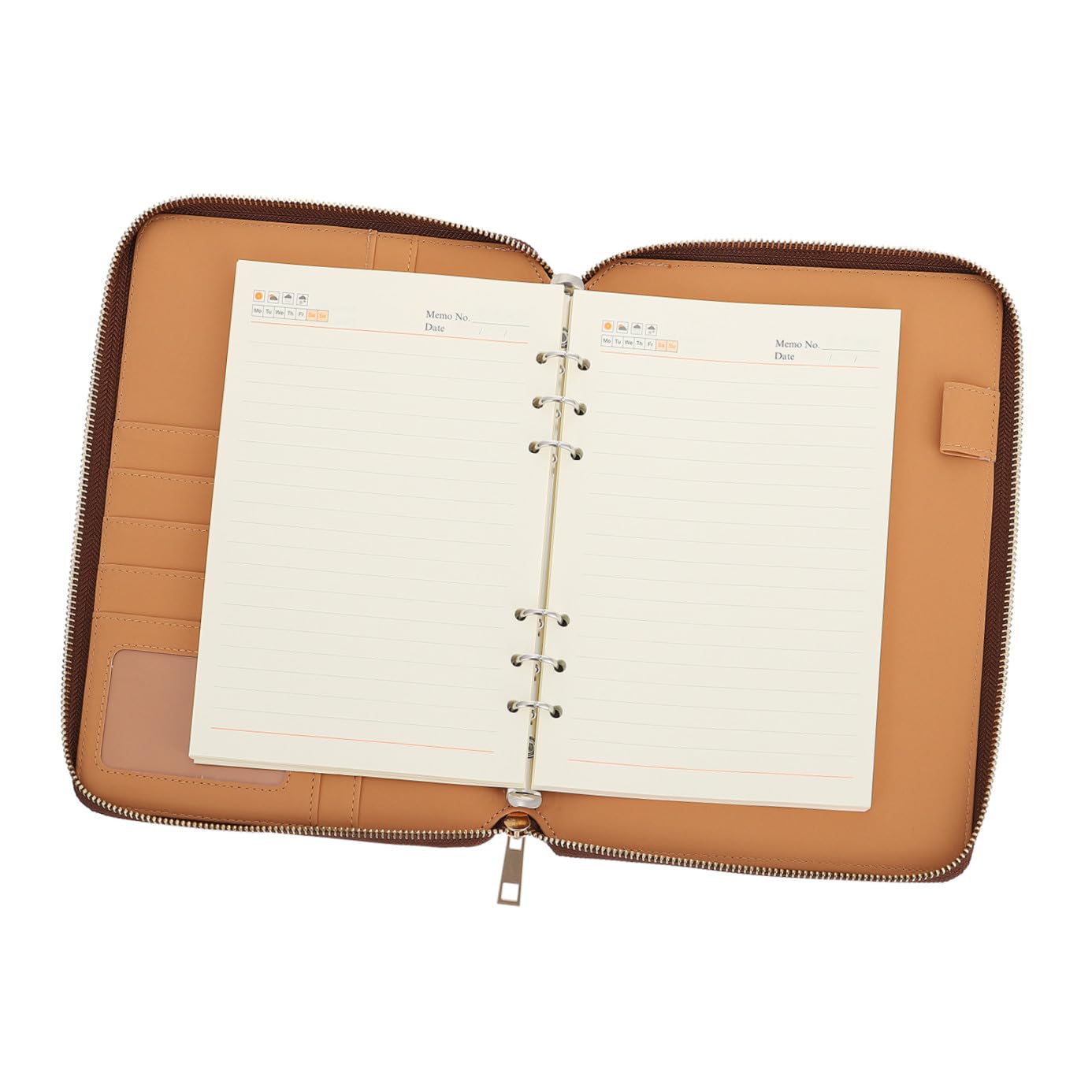 Happyyami Nota per sacca con cerniera ufficio Notebook Office taccuino con borsa con cerniera raccoglitore con cerniera taccuino con cerniera quaderno a fogli mobili Pelle Blu
