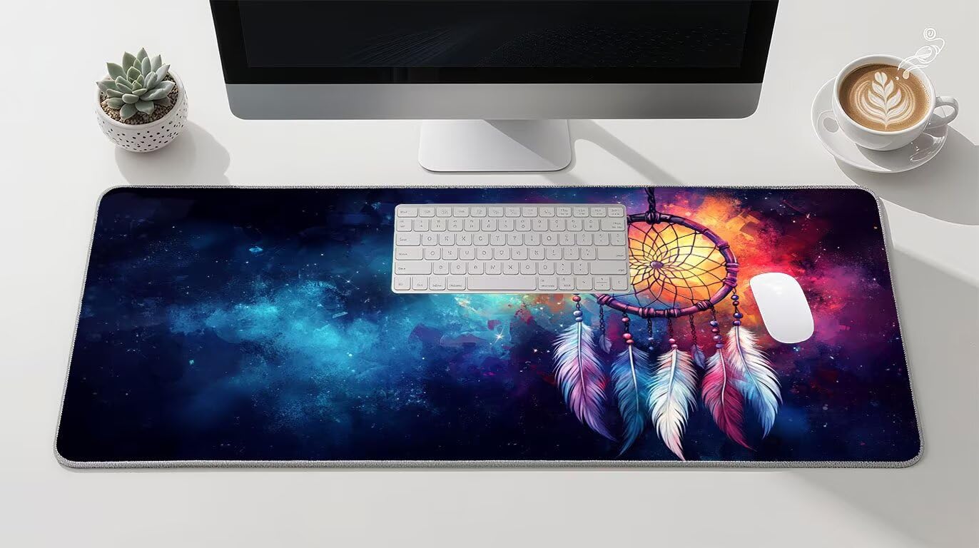 Podkładka pod mysz XXL 1400 x 600 mm podkładka pod mysz dla graczy łapacz snów duża podkładka pod mysz biurową akcesoria z antypoślizgową podstawą wodoodporna podkładka pod mysz podkład, do biura gier