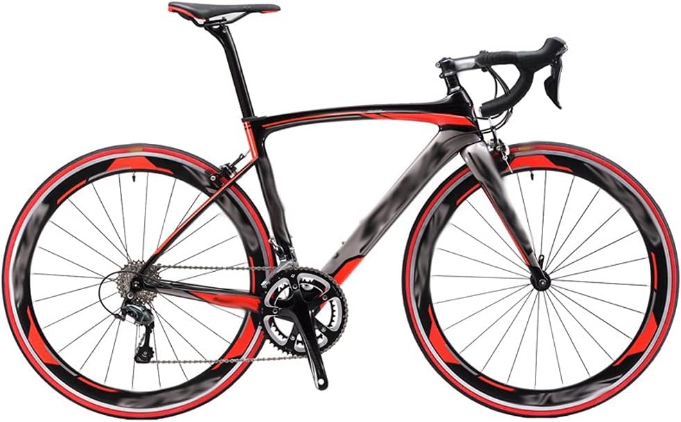 Beach mat Road Bike Carbon 700c Bicycle Carbon Road Bike With 18 Speeds Racing Road Bike Carbon Fiber Bike(Dark blue,18speed)