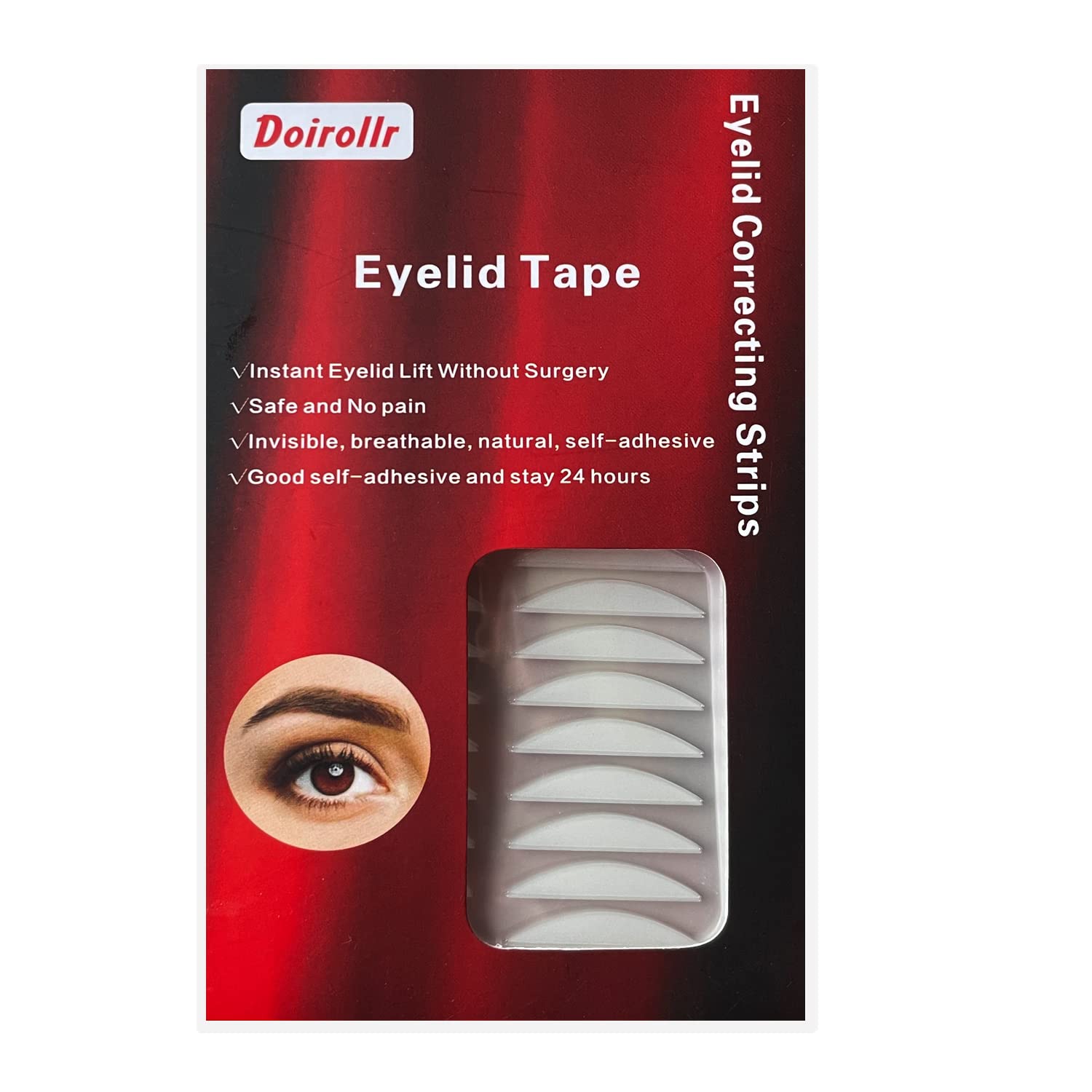Doirollr 4MM Eyelid Tape,Invisible Eyelid Strips,Droopy Eyelid Lifter,Self-Adhesive Fiber Eyelid Correcting Strips for Droopy Hooded Mono-eyelids