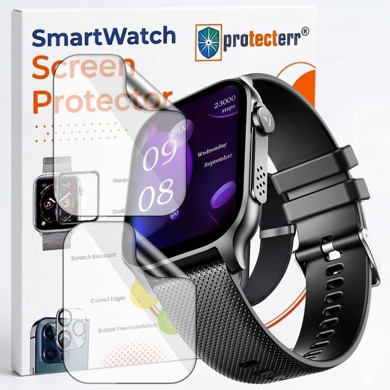 Image of 2-Pack Screen Protector for Boat Ultima Ember 1.96 inch Smartwatch - Flexible TPU Screen Guard, HD Clear, Anti Scratch, Bubble Free, Full Coverage Film - Not Tempered Glass