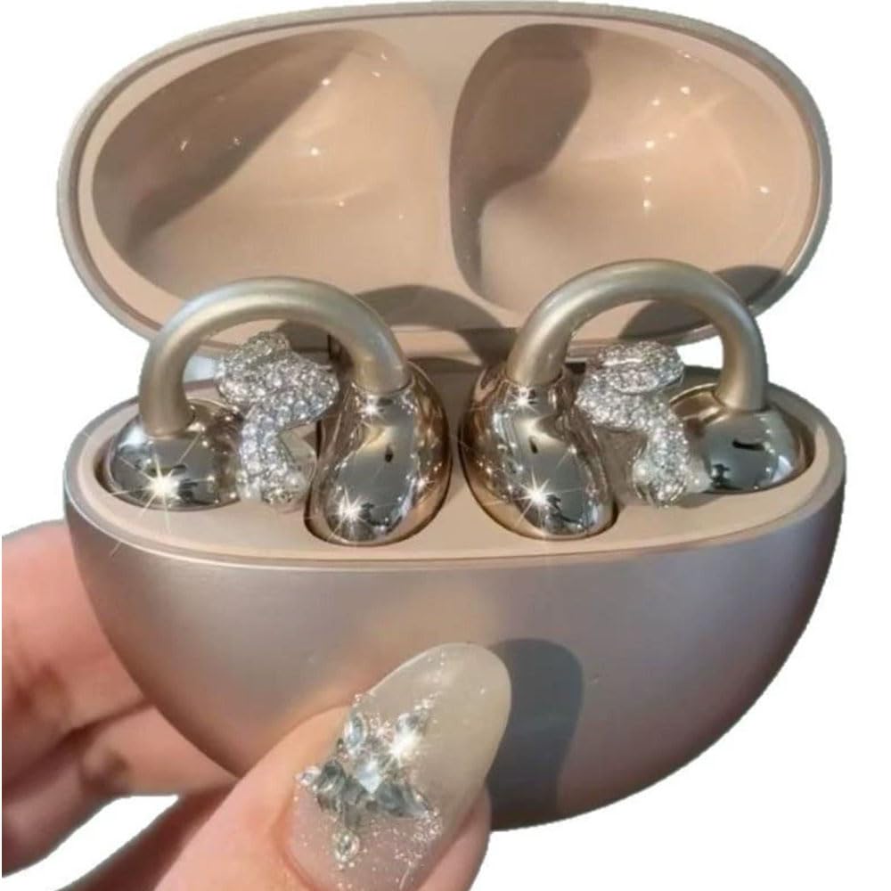 Butterfly Rhinestone for Clip on Earbuds Open Ear, Removable Ear Accessories Exquisite DIY Decoration