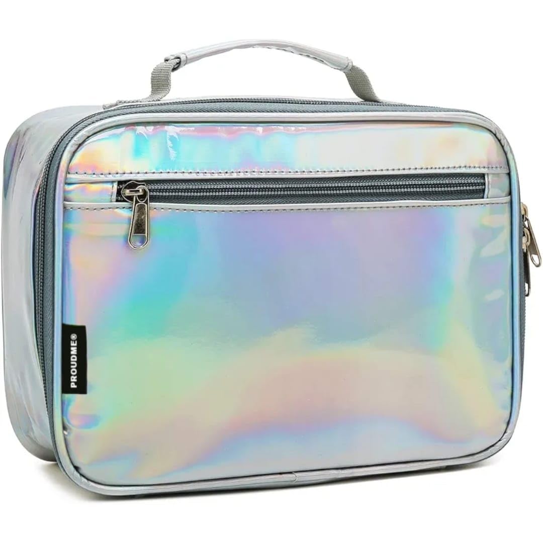 Proudme Holographic Travel Toiletry Bag for Women & Men Large Capacity Makeup Organizer Box for Brushes & Accessories Stylish Cosmetic Bag with Handle for Travel & Daily Use-picture-24