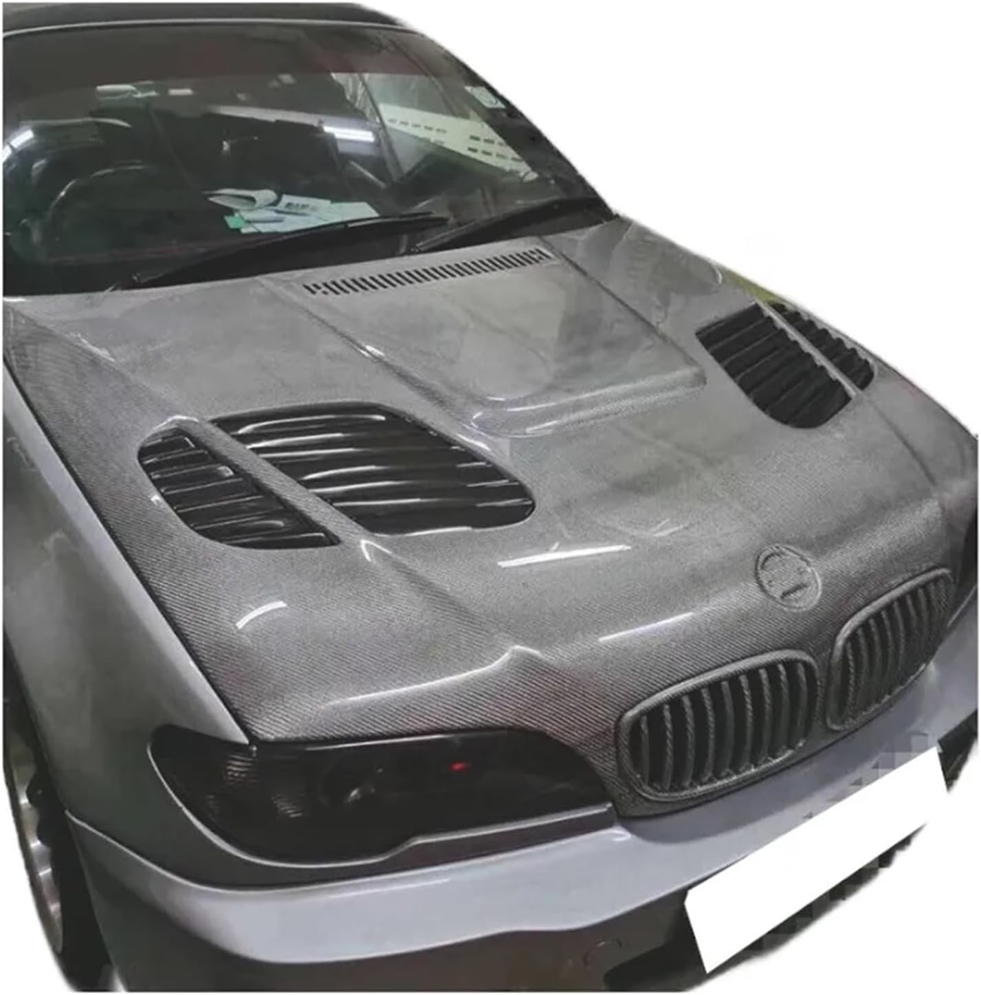 E46 M3 2ドア車用フロントフード蓋ボンネットに適合するカーボンファイバー 【grille】