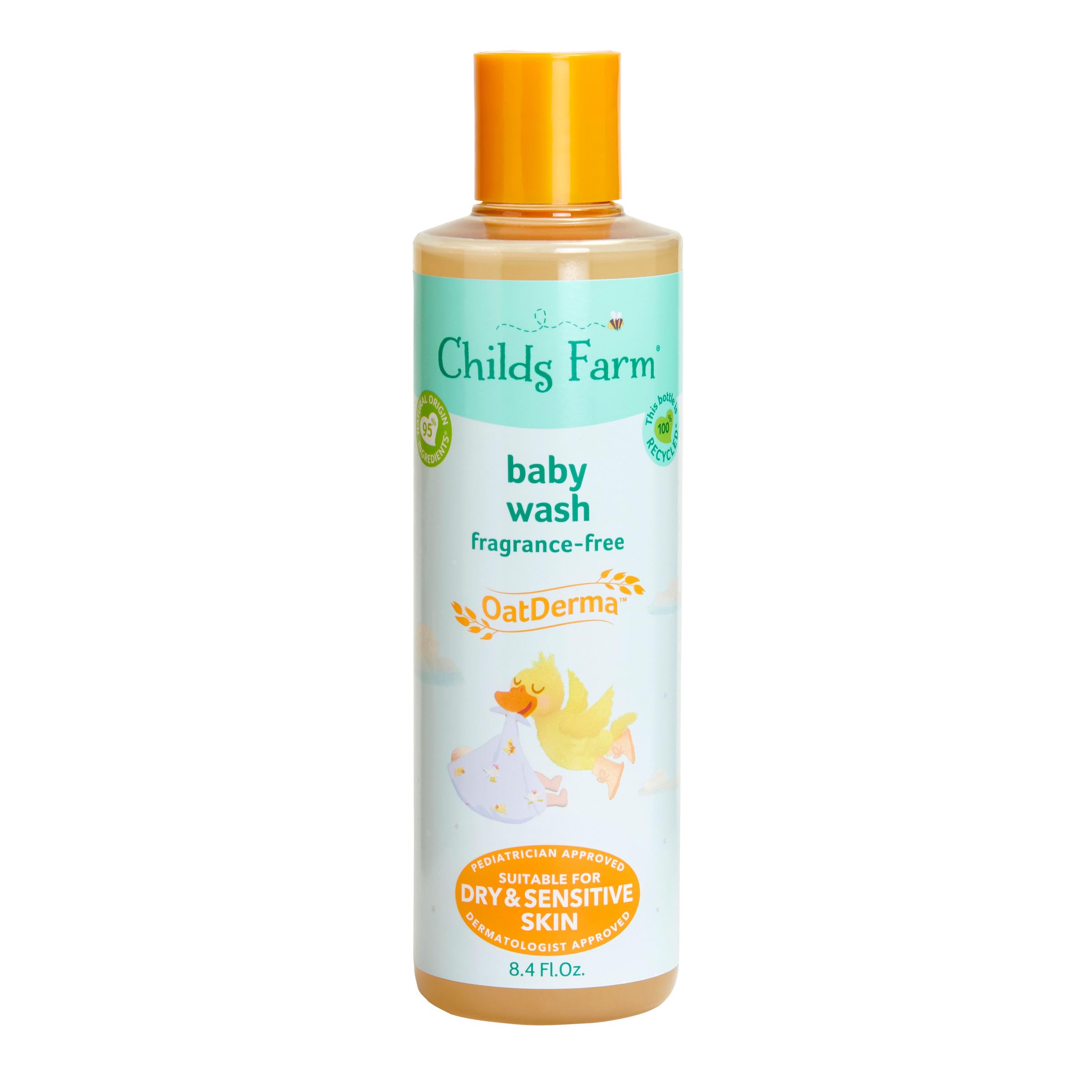 Childs FarmOatDerma Baby Wash, Fragrance-Free, Gently Cleanses and Soothes, Suitable for Newborns with Dry, Eczema-prone, Sensitive Skin, 8.4 Fl Oz