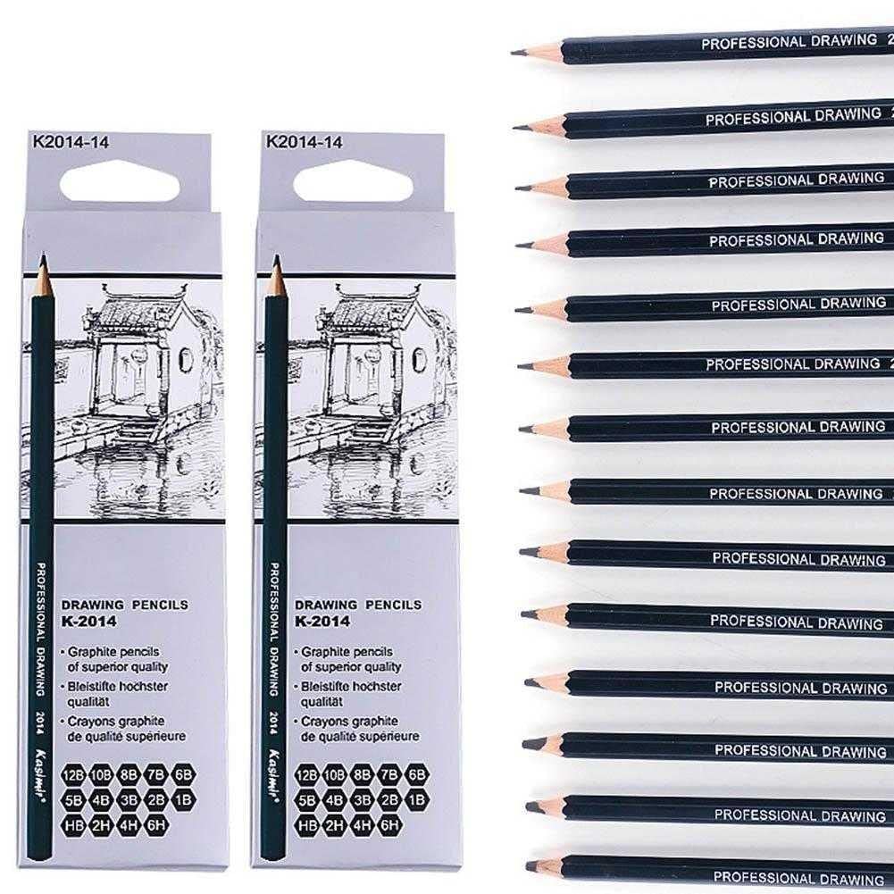 14pcs/set Quality 9h-14b Set Drawing Sketching Pencil Office School Standard Pencils Professiona T6o8 Pencil Soft