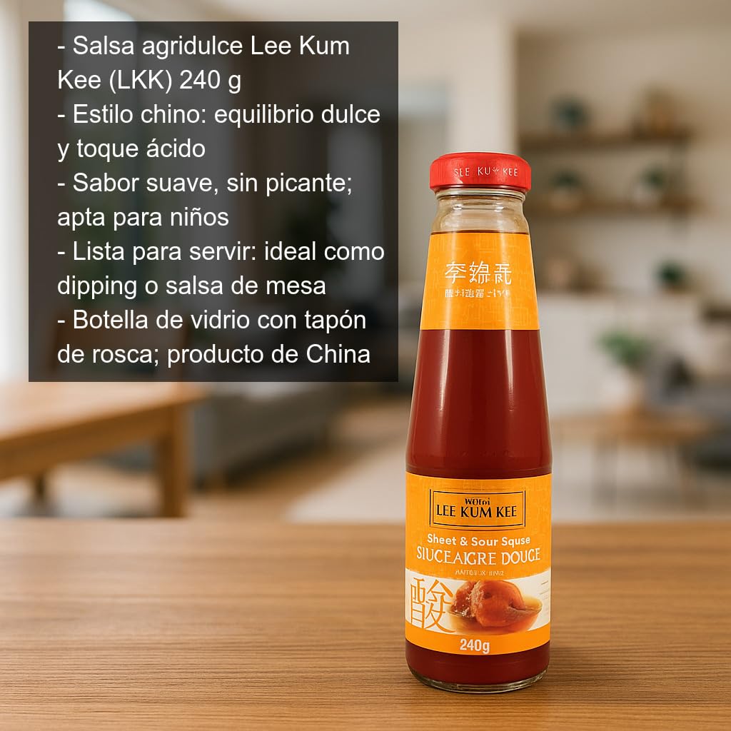 Salsa agridulce estilo chino 240 g en botella de vidrio
