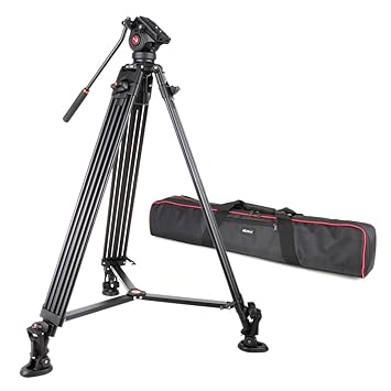 Viltrox Viltorx Viltrox Vx-18M Professional Aluminum Alloy Heavy Duty Video Camera Camcorder Panorama Tripod With Fluid Drag Head For Canon Nikon Sony Dslr Camera & Video Recorder Dv Camcorder,188Cm/74 I