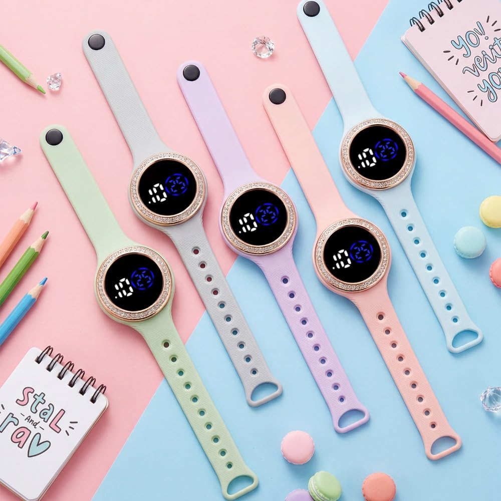 Paquete de 8 relojes de pulsera unisex con pantalla digital LED y pantalla táctil, correa de silicona, reloj deportivo al por mayor para hombres y mujeres