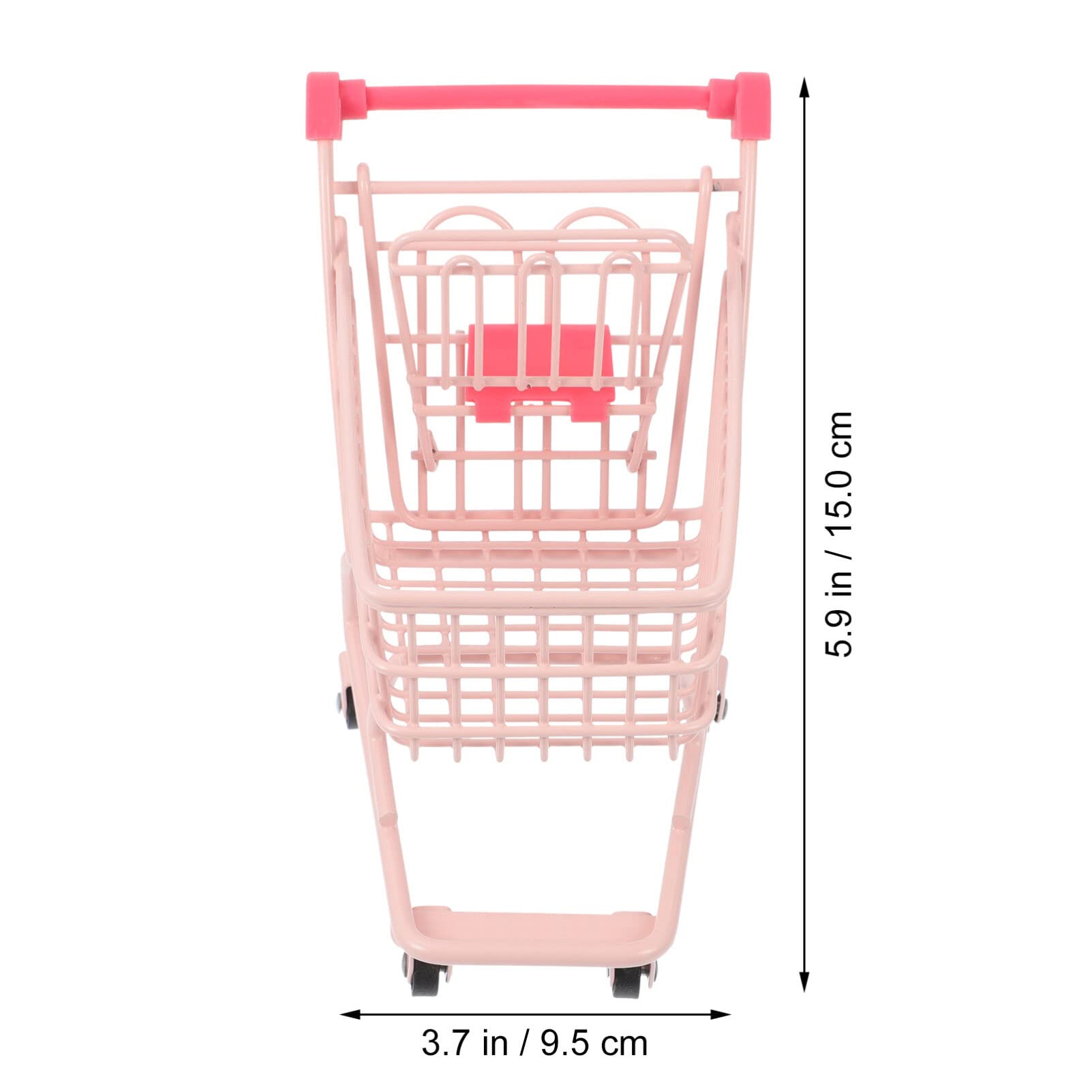 Toyvian Mini Caddie Métallique 5.91X5.31X3.74In Chariot De Course Pour Enfants Avec Roues Fonctionnelles Panier D'Utilité Créatif Pour Jeux Et Décor De Table