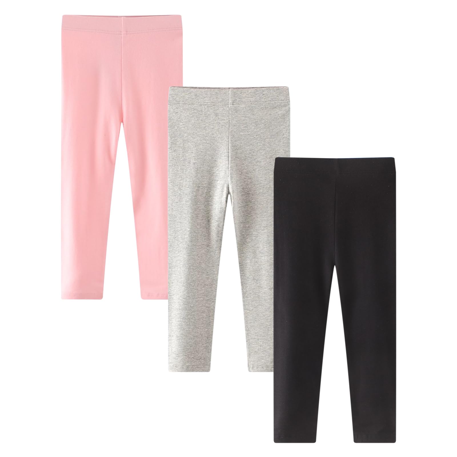 Leggins Bambina Pacco da 3 Cotone Lunghi Leggings Vita Elasticizzata Tinta Unita da 6 Mesi a 6 Anni