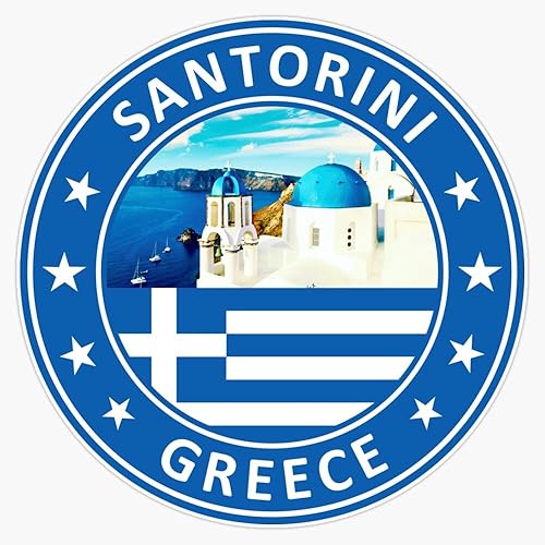 Santorini, Grecia - Calcomanía de vinilo para parachoques (5 pulgadas)