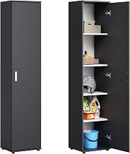Home Collective Multi-Purpose Narrow Cabinet 40 cm with 1 Door and 4 Shelves Universal Household Cabinet for Household, Hallway, Office or Bedroom 40 x 35 x 184 cm (W x D x H) Anthracite