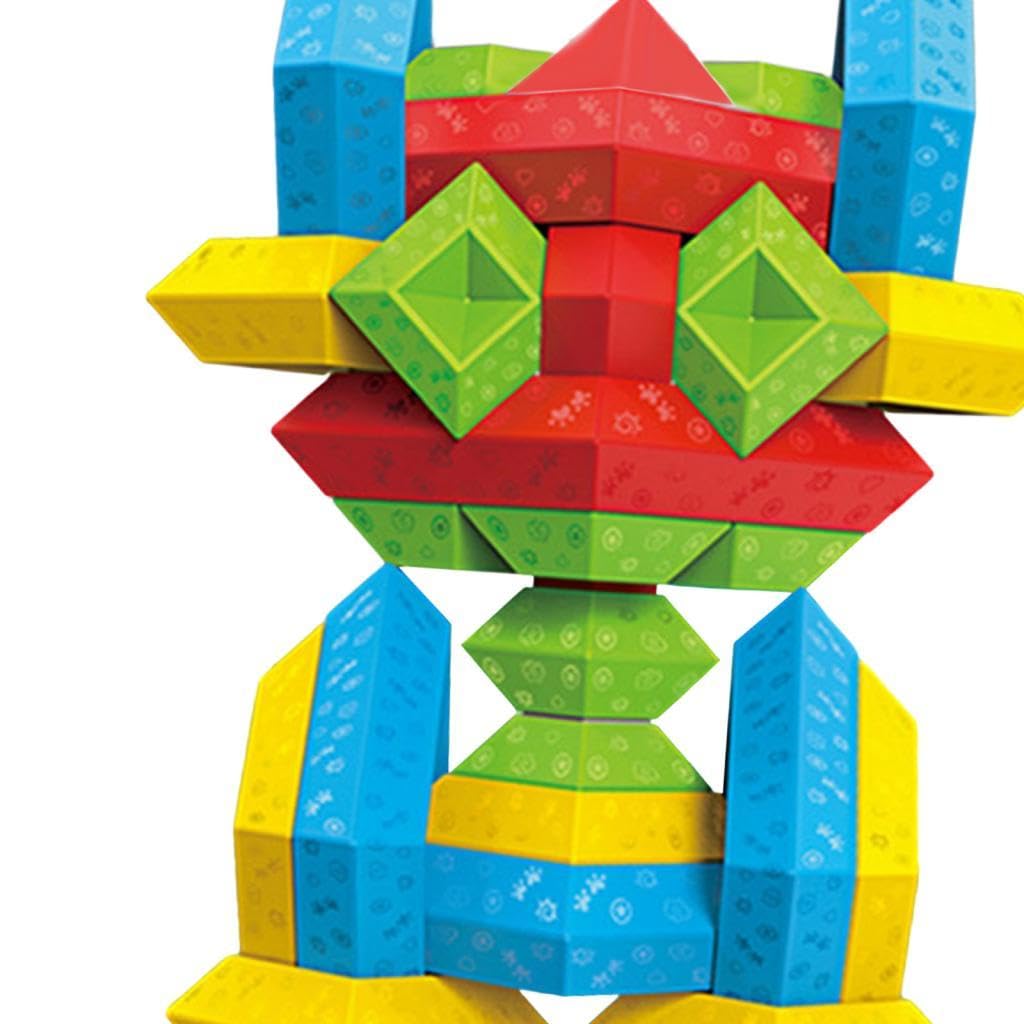 Blocchi da Costruzione Impilabili a Forma di Piramide, Giocattoli da Costruzione per Bambini Piccoli, Giocattoli Educativi La Scuola, 60 Pezzi